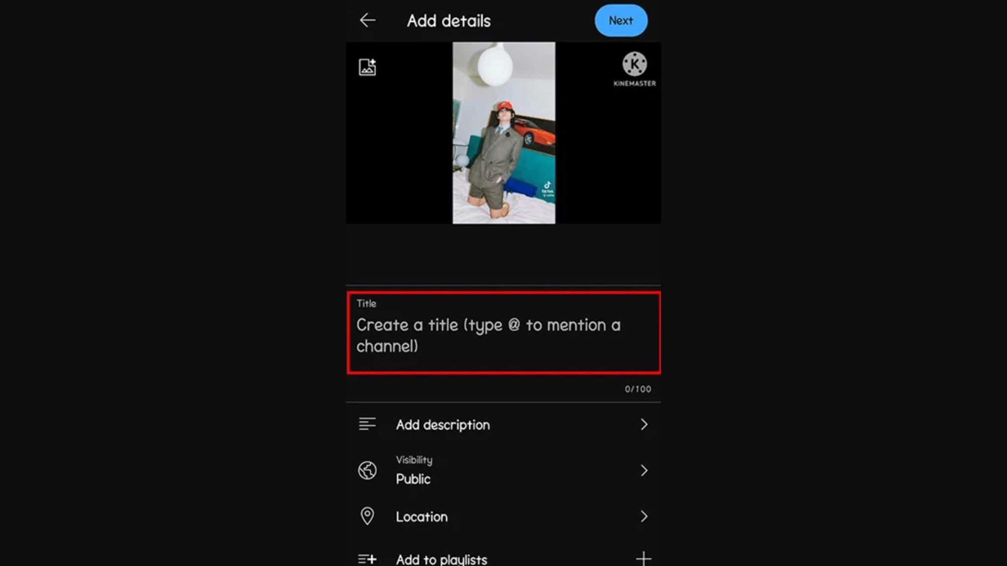add title in video - Kinemaster Upload To Youtube